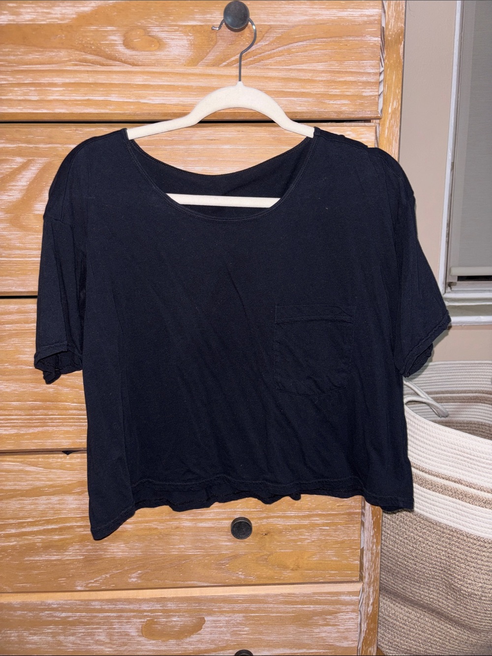 American Apparel Black Cropped Pocket Tee